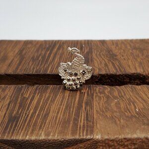 Size 7 925 Sterling Silver Cute Unique Marcasite Stone Peacock Ring